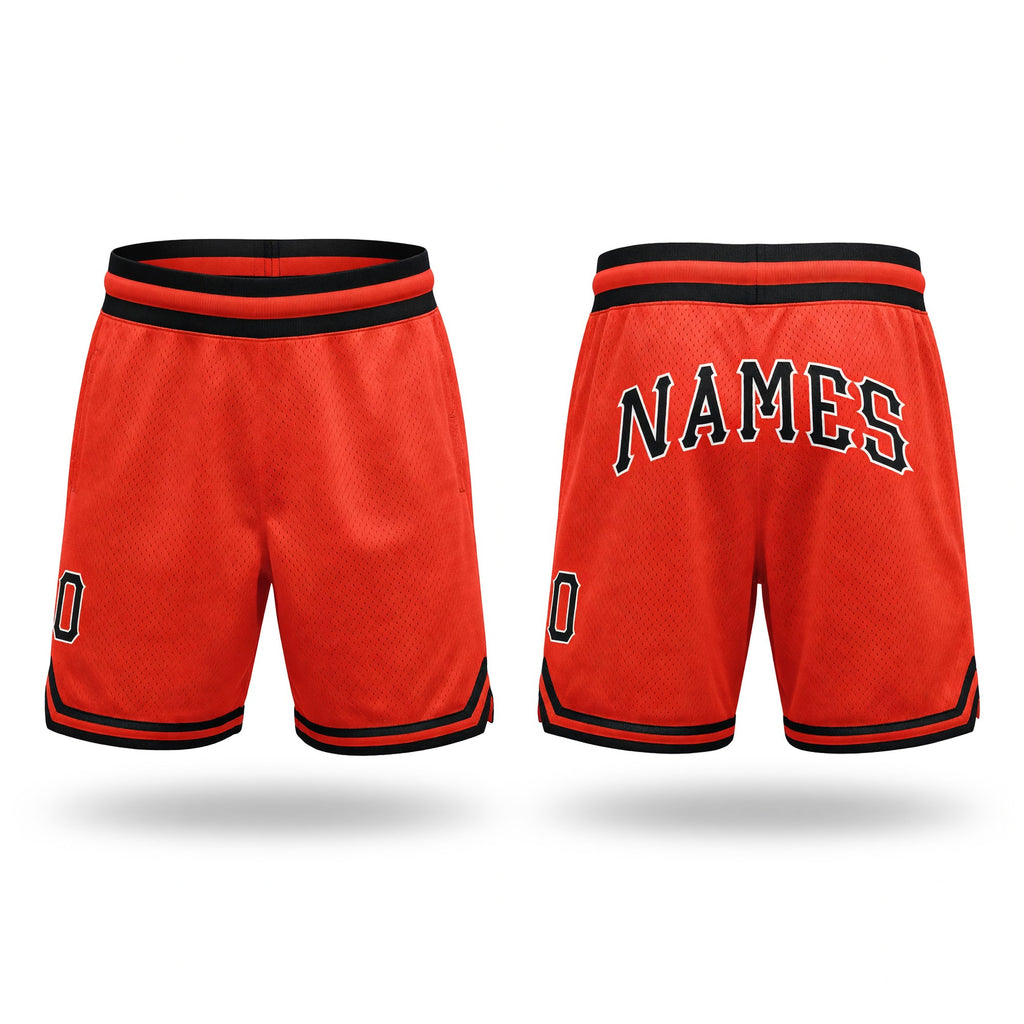 Custom Orange Black-White Authentic Throwback Basketball Shorts