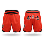 Custom Orange Black-White Authentic Throwback Basketball Shorts