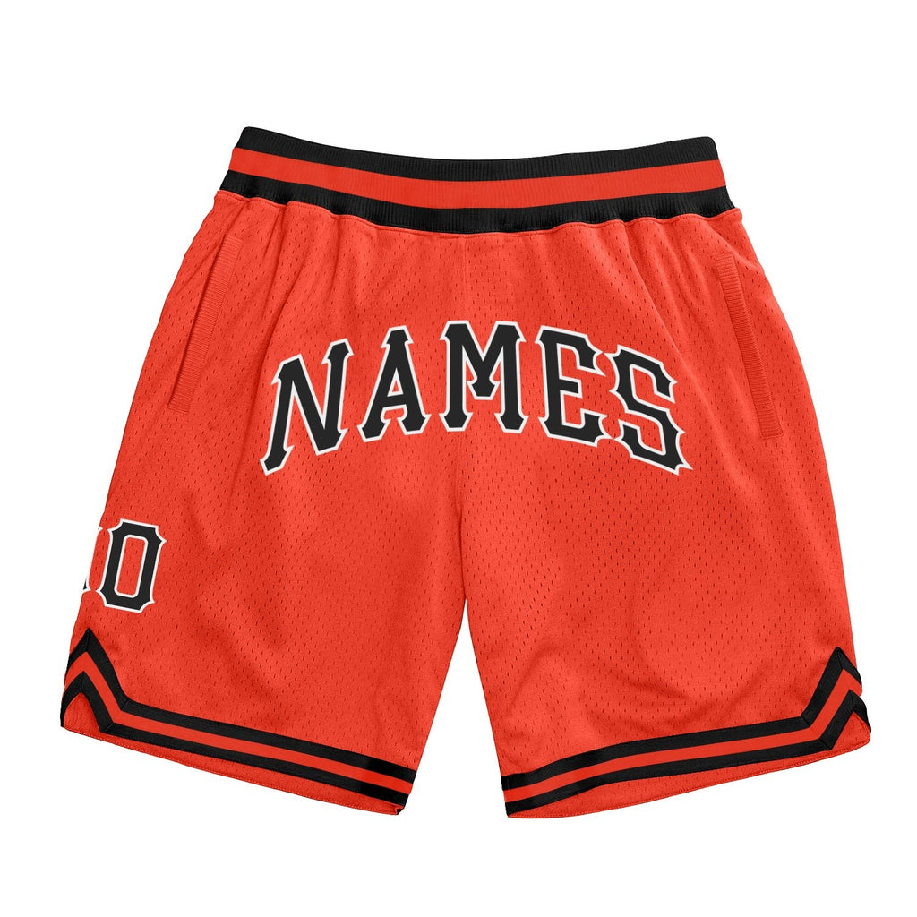 Custom Orange Black-White Authentic Throwback Basketball Shorts photo 1