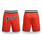 Custom Orange Black Pinstripe Black-White Authentic Basketball Shorts
