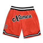 Custom Orange Black Pinstripe Black-White Authentic Basketball Shorts photo 1