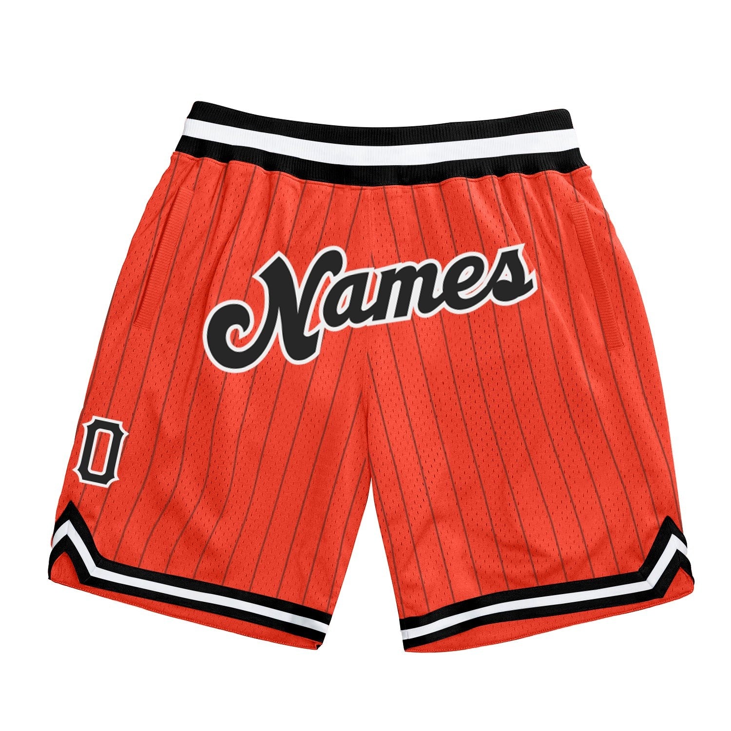 Custom Orange Black Pinstripe Black-White Authentic Basketball Shorts photo 1