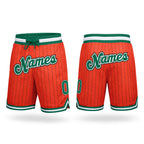 Custom Orange Black Pinstripe Kelly Green-White Authentic Basketball Shorts