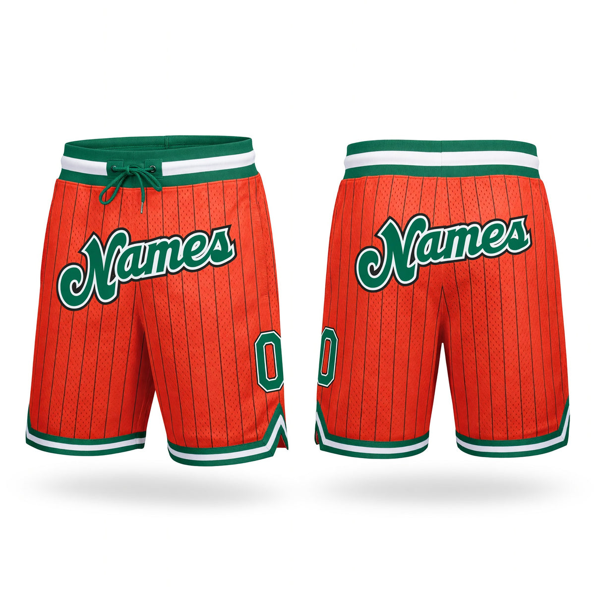 Custom Orange Black Pinstripe Kelly Green-White Authentic Basketball Shorts
