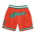 Custom Orange Black Pinstripe Kelly Green-White Authentic Basketball Shorts photo 1