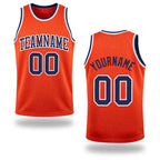 Custom Orange Navy-White Authentic Throwback Basketball Jersey