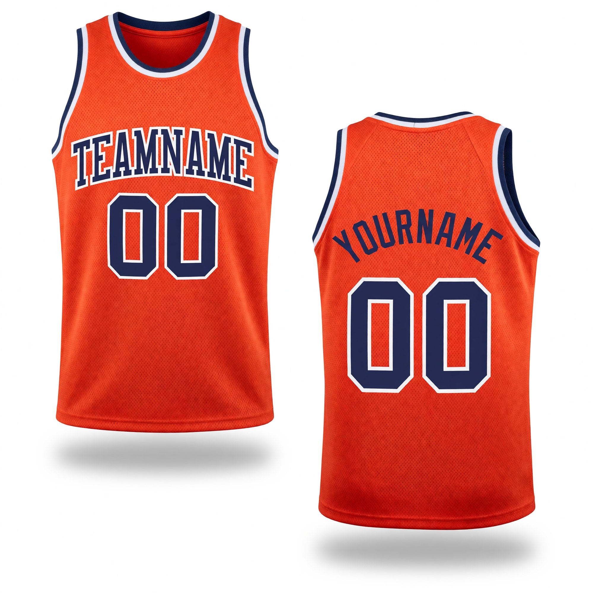 Custom Orange Navy-White Authentic Throwback Basketball Jersey