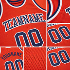 Custom Orange Navy-White Authentic Throwback Basketball Jersey detail