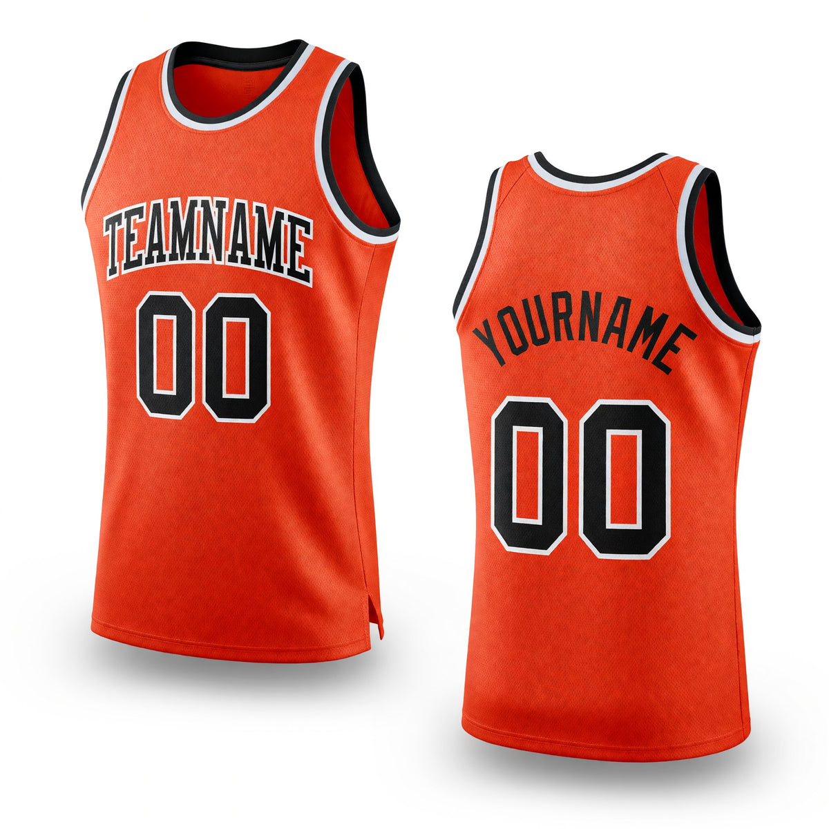 Custom Orange Black-White Authentic Throwback Basketball Jersey