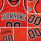 Custom Orange Black-White Authentic Throwback Basketball Jersey detail