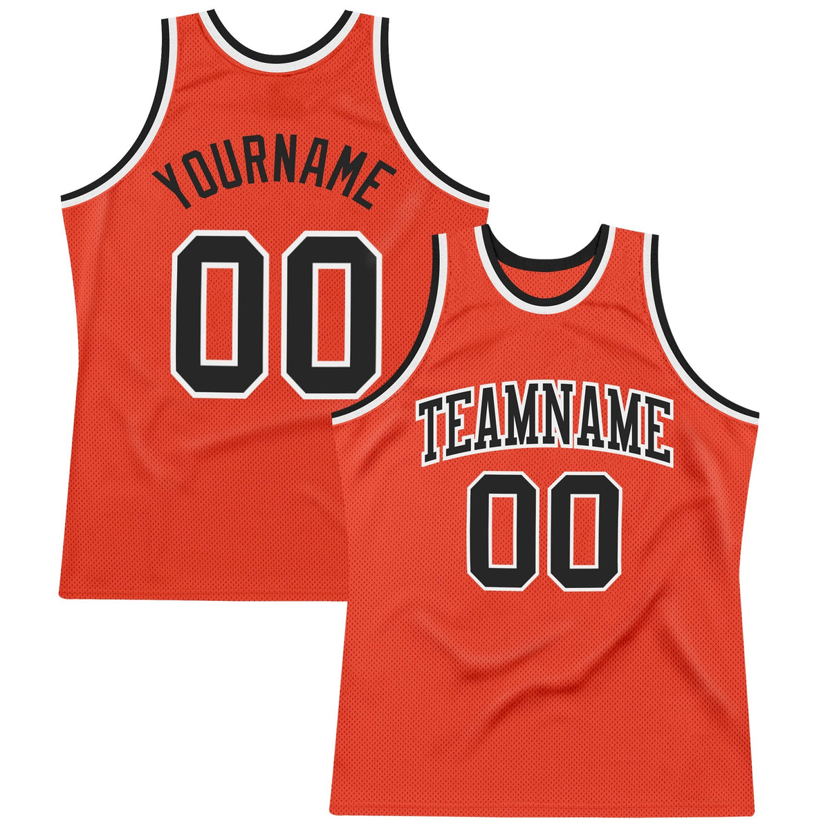 Custom Orange Black-White Authentic Throwback Basketball Jersey photo 1