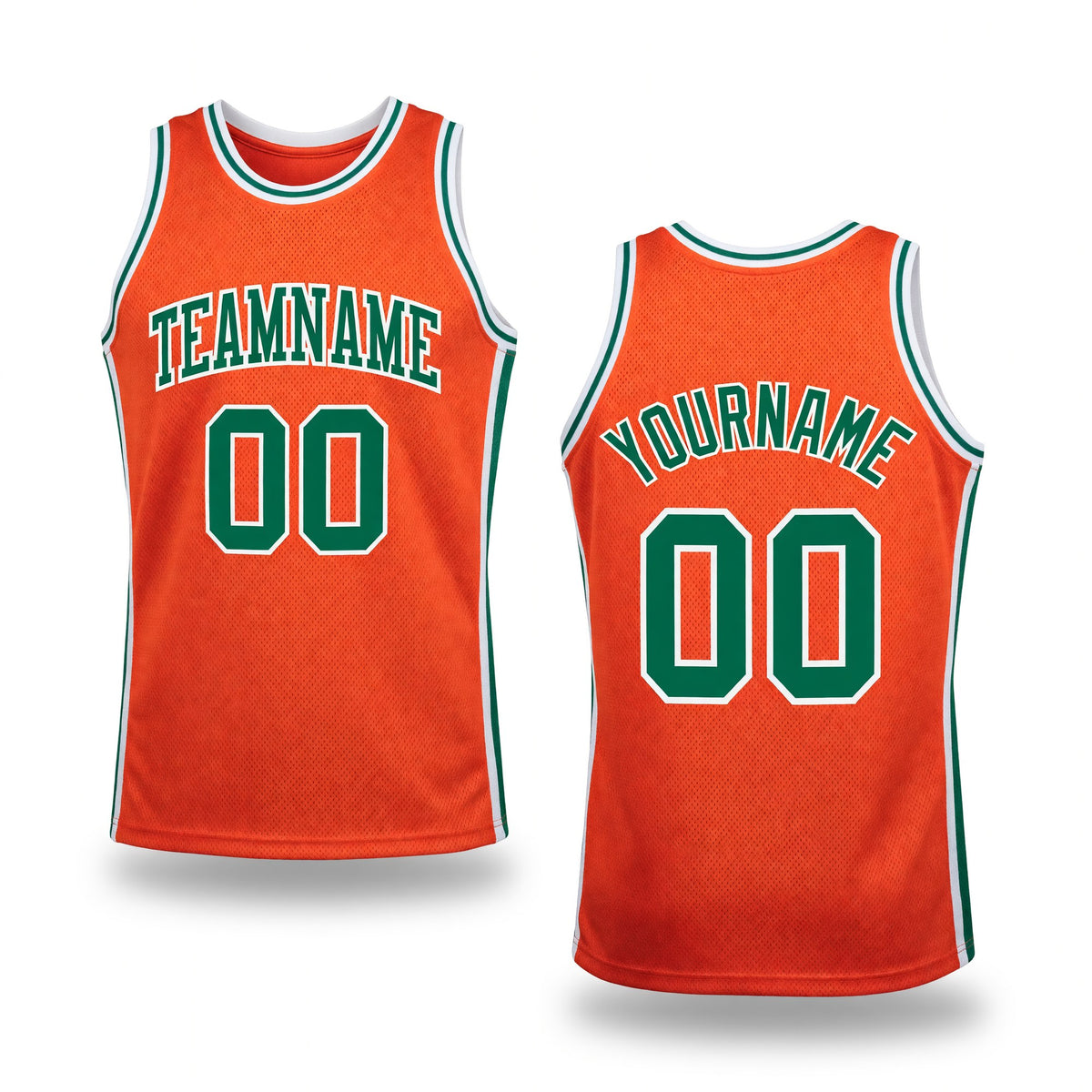 Custom Orange Kelly Green-White Authentic Throwback Basketball Jersey
