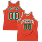 Custom Orange Kelly Green-White Authentic Throwback Basketball Jersey photo 1