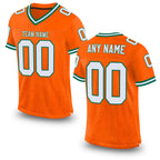Custom Orange White-Kelly Green Mesh Authentic Throwback Football Jersey