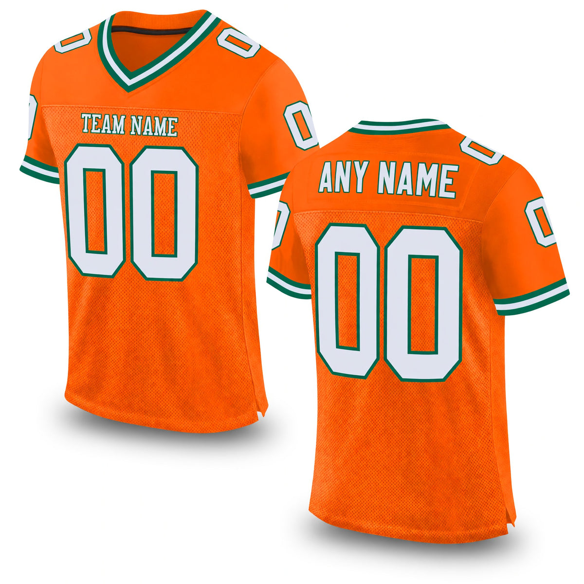 Custom Orange White-Kelly Green Mesh Authentic Throwback Football Jersey