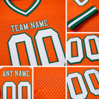 Custom Orange White-Kelly Green Mesh Authentic Throwback Football Jersey detail