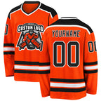 Custom Orange Black-White Hockey Jersey
