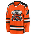 Custom Orange Black-White Hockey Jersey photo 2