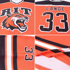 Custom Orange Black-White Hockey Jersey photo 4