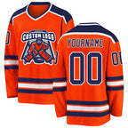 Custom Orange Navy-White Hockey Jersey