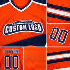 Custom Orange Navy-White Hockey Jersey detail