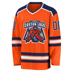 Custom Orange Navy-White Hockey Jersey photo 2