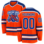 Custom Orange Royal-White Hockey Jersey