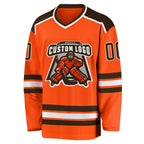 Custom Orange Brown-White Hockey Jersey photo 2