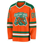 Custom Orange Kelly Green-White Hockey Jersey photo 2