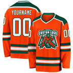 Custom Orange White-Green Hockey Jersey photo 1
