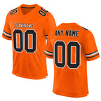 Custom Orange Black-White Mesh Authentic Football Jersey