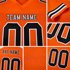 Custom Orange Black-White Mesh Authentic Football Jersey detail
