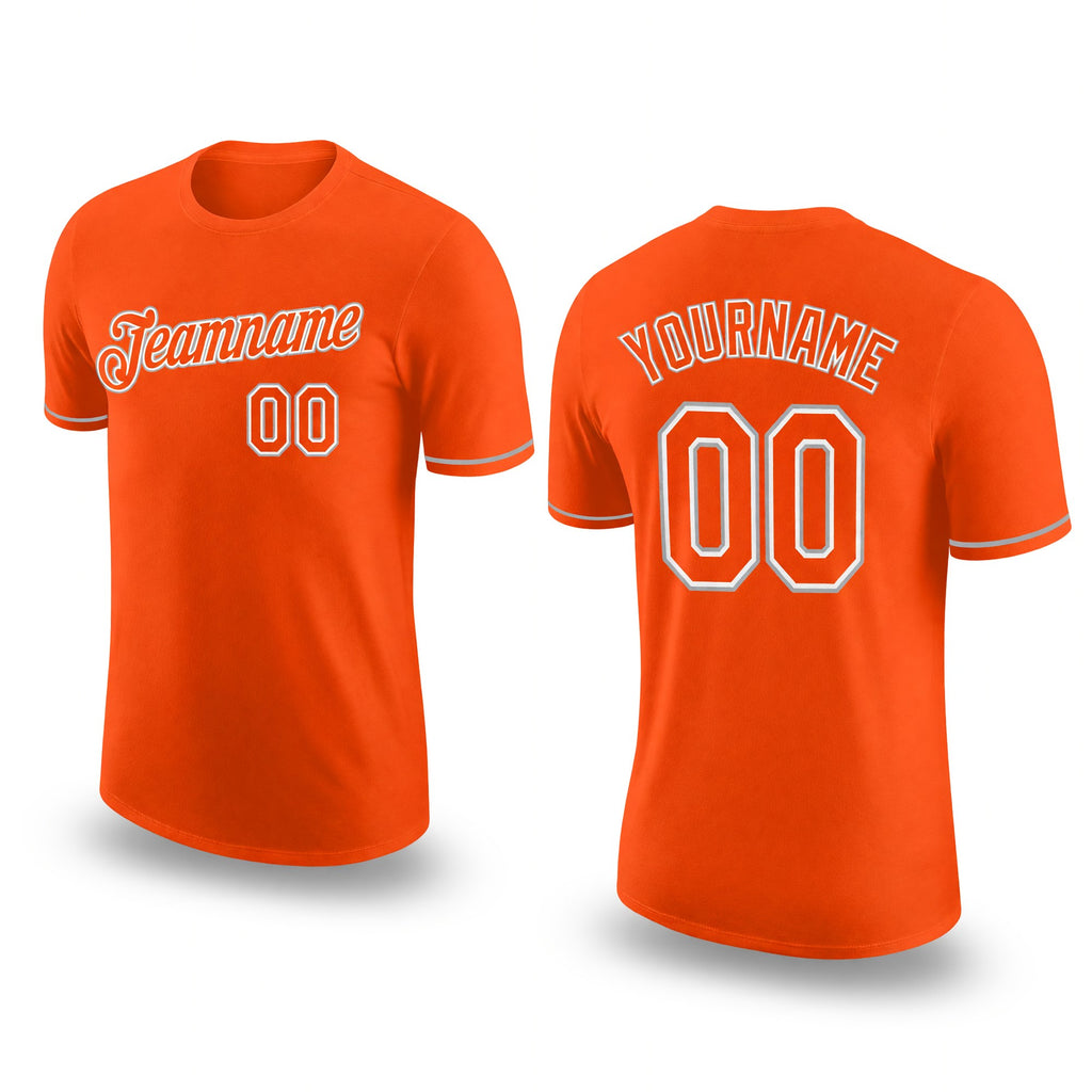 Custom Orange Orange-Gray Performance T-Shirt