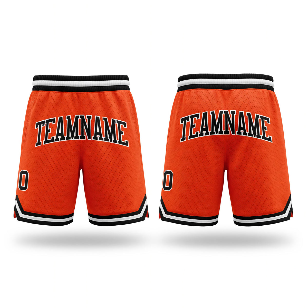 Custom Orange Black-White Authentic Throwback Basketball Shorts