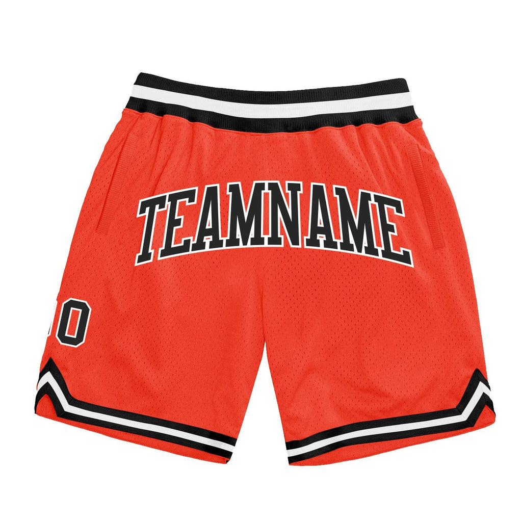 Custom Orange Black-White Authentic Throwback Basketball Shorts photo 1