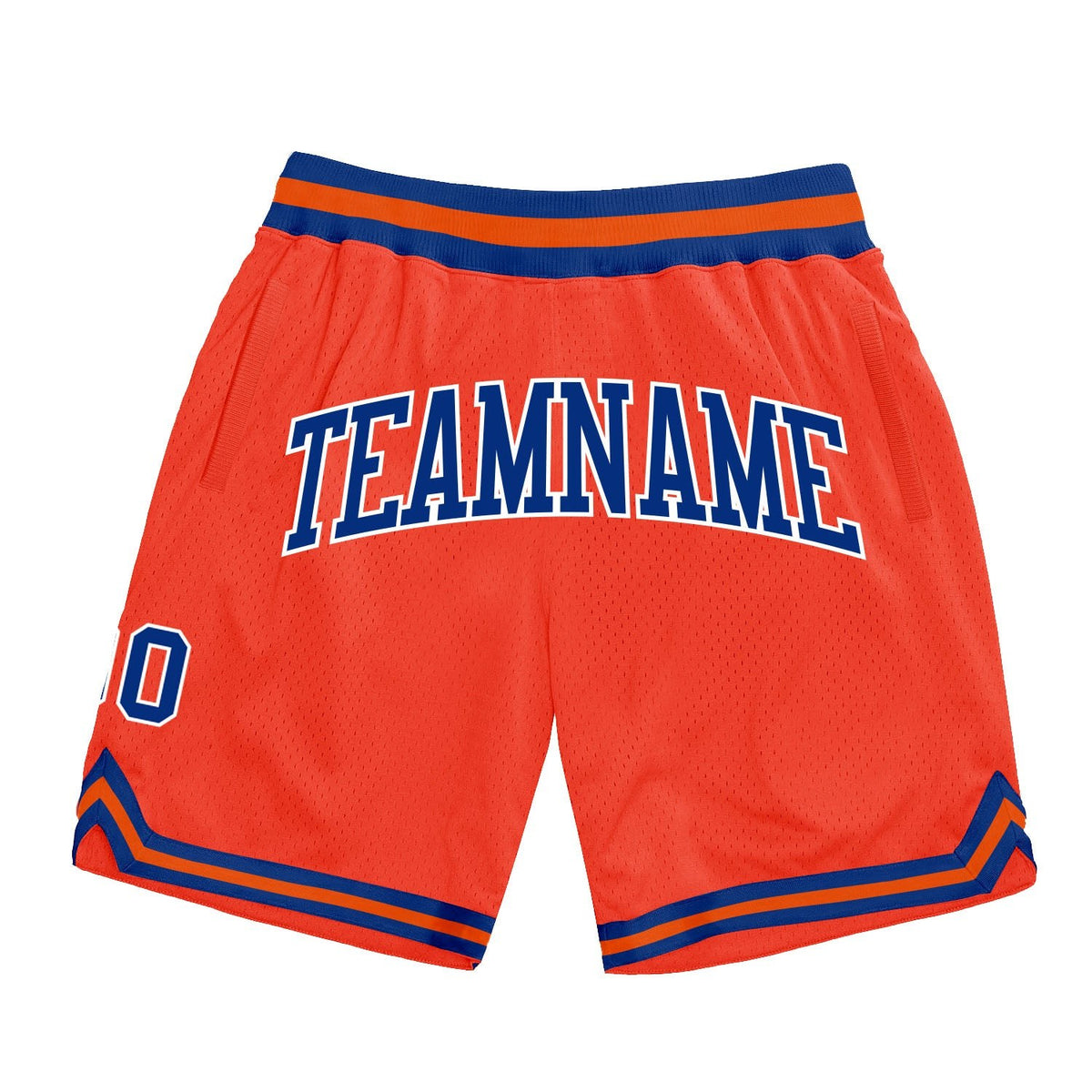 Custom Orange Royal-White Authentic Throwback Basketball Shorts photo 1
