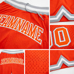 Custom Orange Orange-Gray Authentic Throwback Basketball Shorts detail