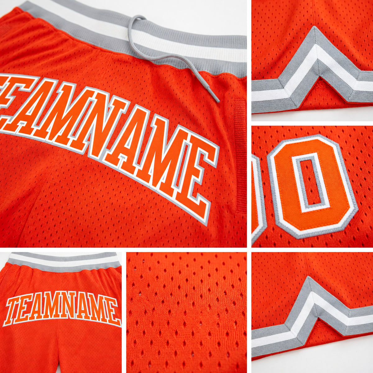 Custom Orange Orange-Gray Authentic Throwback Basketball Shorts detail