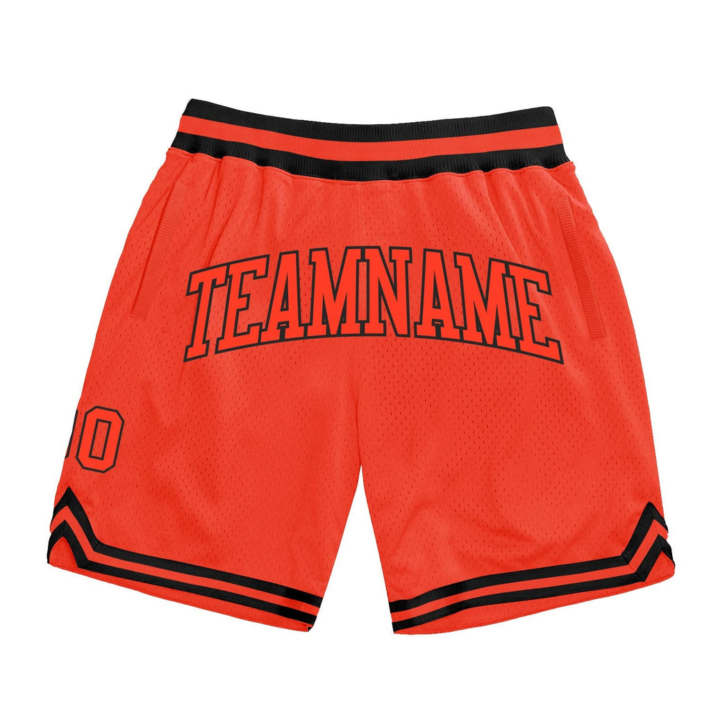 Custom Orange Orange-Black Authentic Throwback Basketball Shorts photo 1