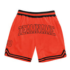 Custom Orange Orange-Black Authentic Throwback Basketball Shorts photo 1