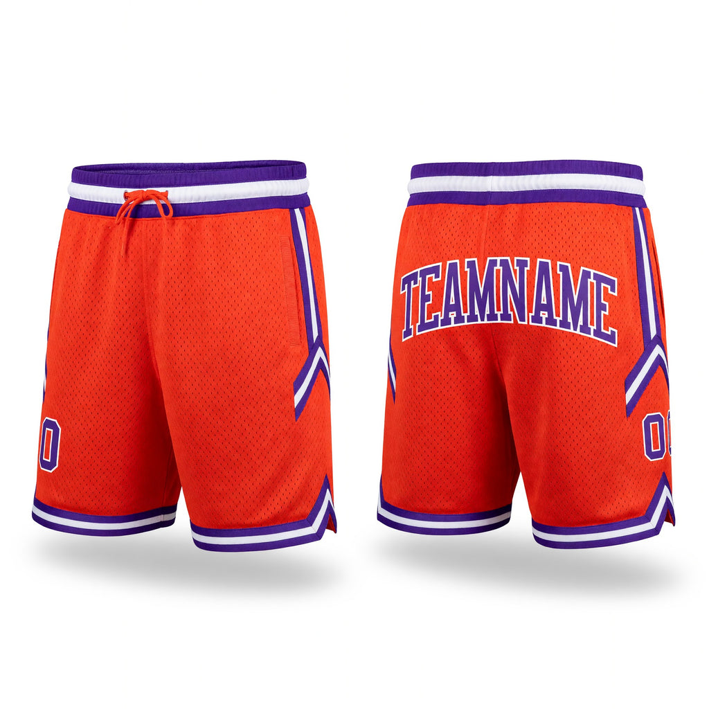 Custom Orange Purple-White Authentic Throwback Basketball Shorts