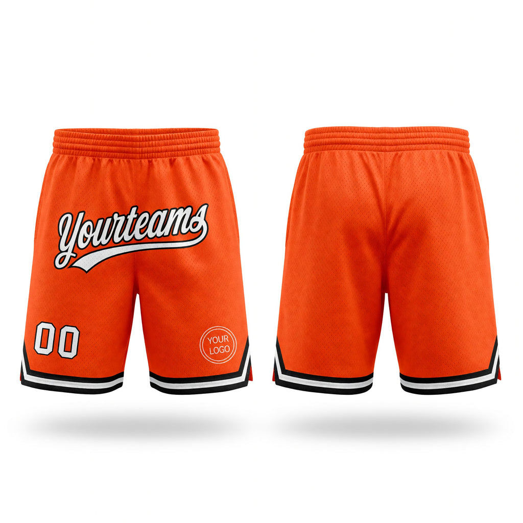 Custom Orange White-Black Authentic Throwback Basketball Shorts