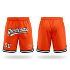 Custom Orange White-Black Authentic Throwback Basketball Shorts