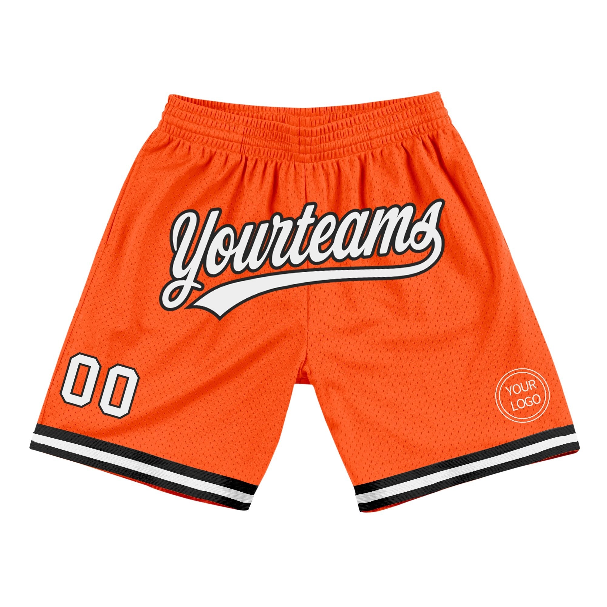 Custom Orange White-Black Authentic Throwback Basketball Shorts photo 1