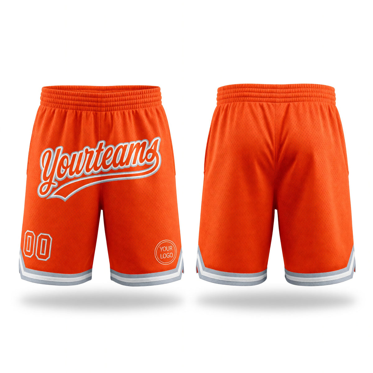 Custom Orange White-Gray Authentic Throwback Basketball Shorts