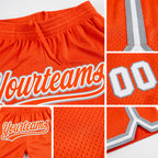 Custom Orange White-Gray Authentic Throwback Basketball Shorts detail
