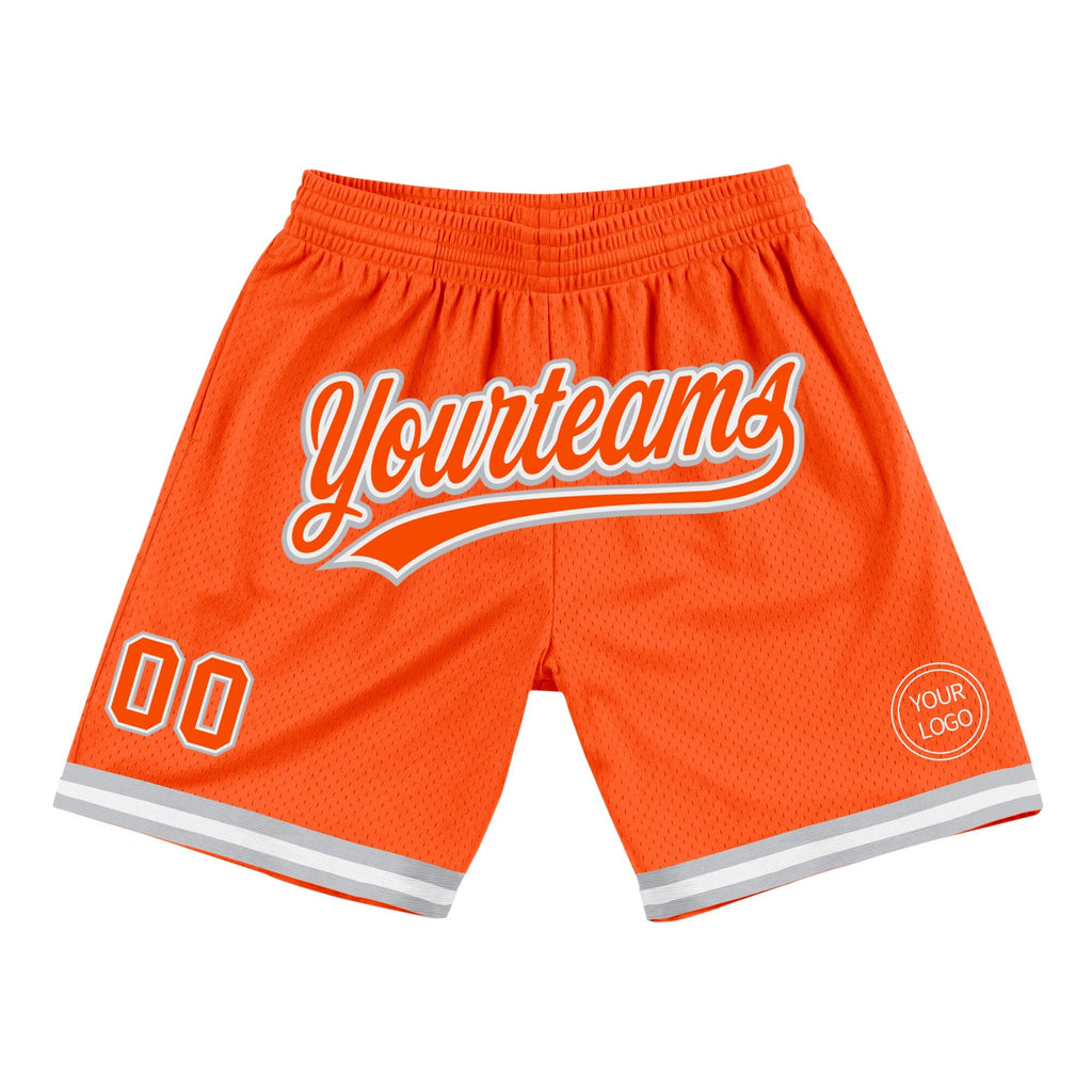 Custom Orange White-Gray Authentic Throwback Basketball Shorts photo 1