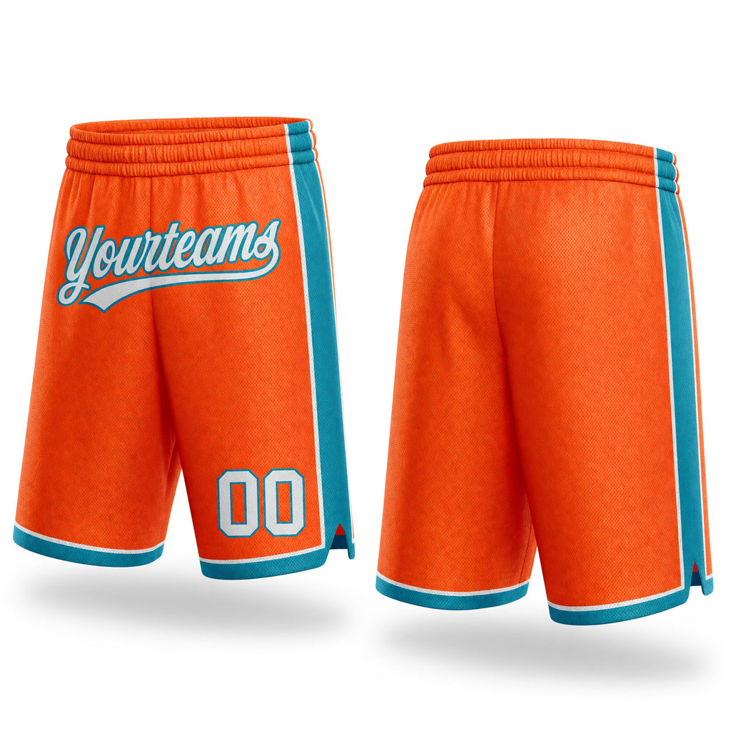 Custom Orange White-Teal Authentic Basketball Shorts