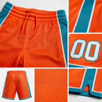Custom Orange White-Teal Authentic Basketball Shorts detail
