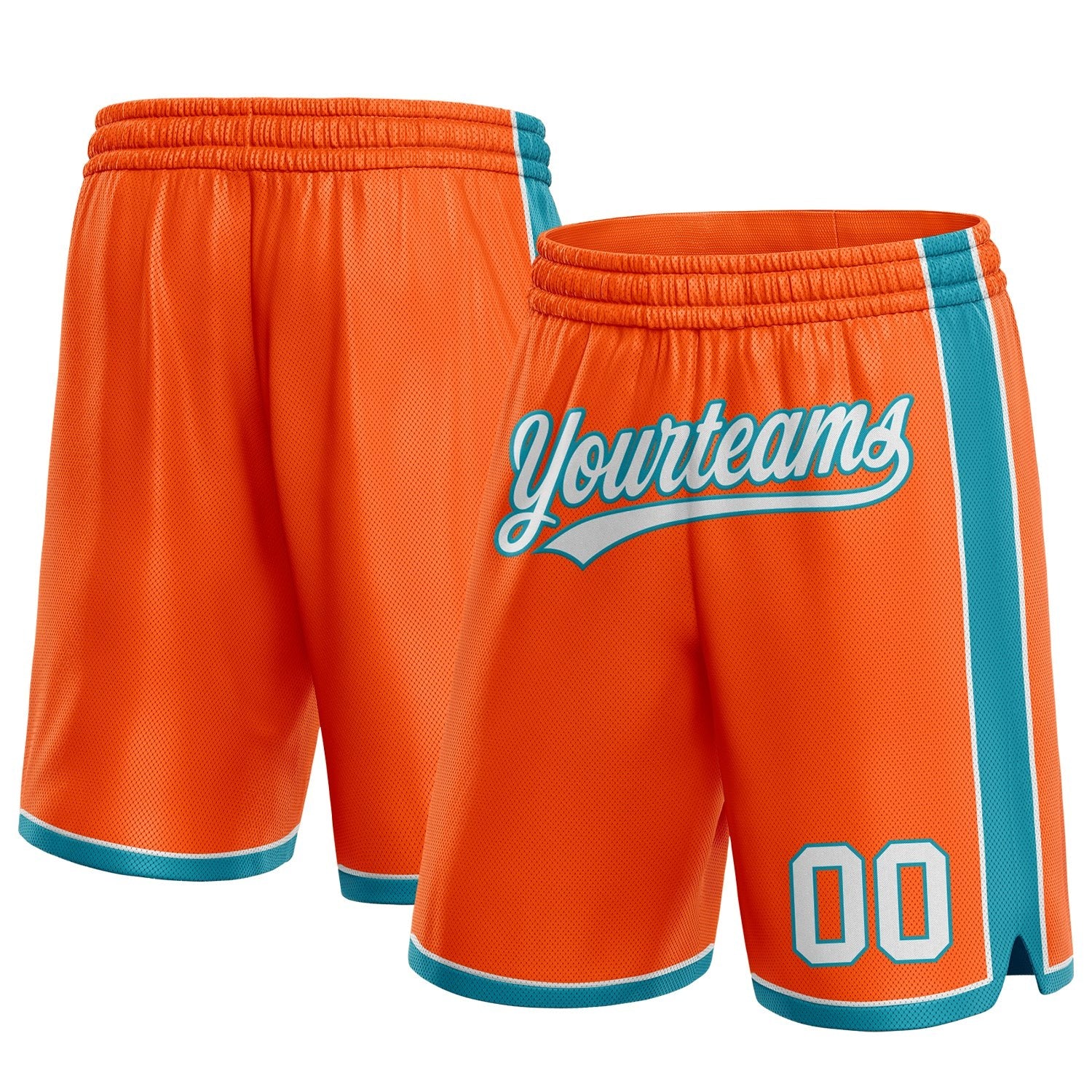 Custom Orange White-Teal Authentic Basketball Shorts photo 1